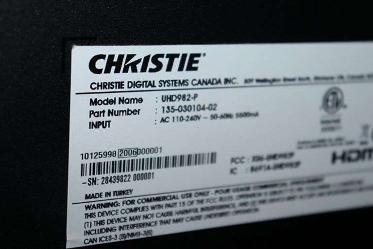 Christie UHD982-P LCD panel monitor with wall mount bracket & remote