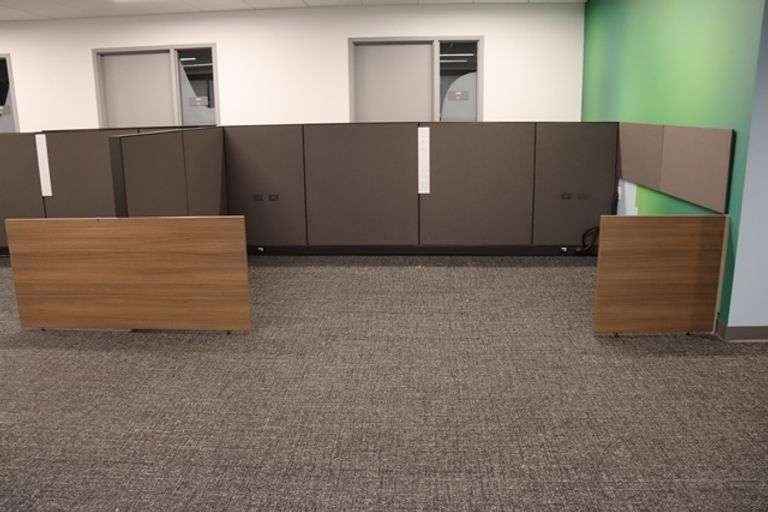 88" x 294" wood laminate 4 person office partition - Gorgeous