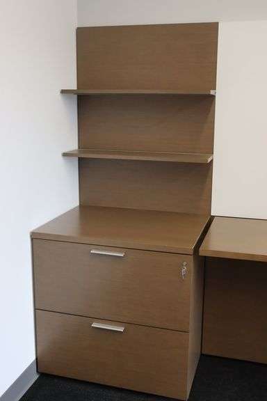 36" x 72" wood laminate office desk with 24" x 132" matching credenza - nice set