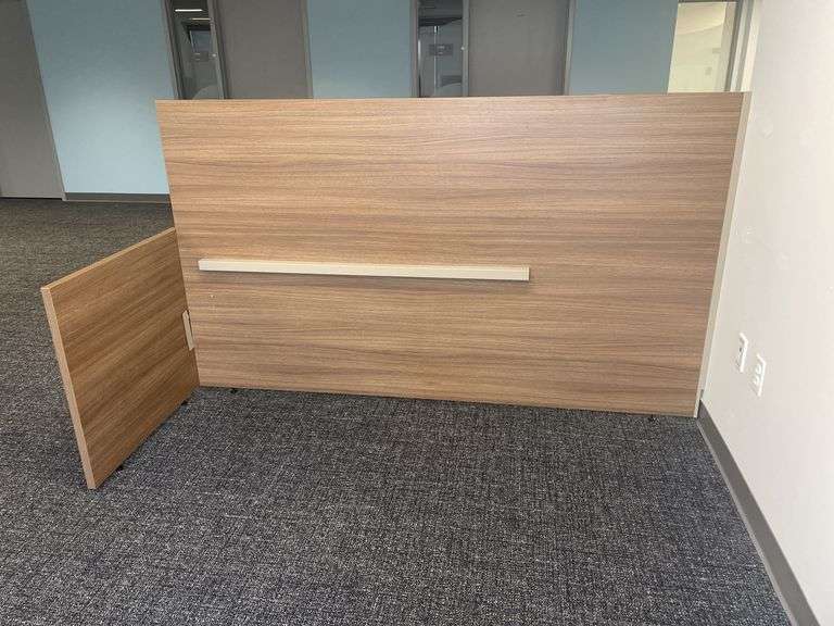 3 piece wood laminate office partitions - 49" x 74" & 2) 32" x 84"