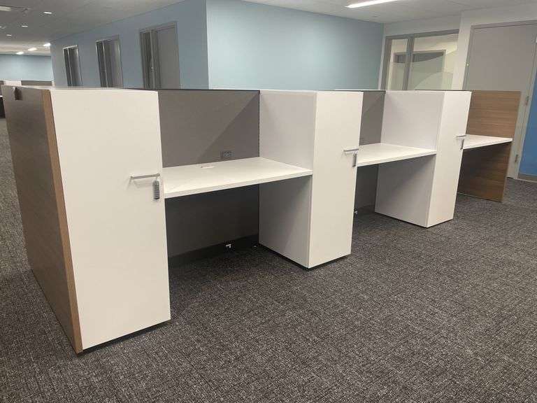 50" x 182" wood laminate 6 person island work station - nice