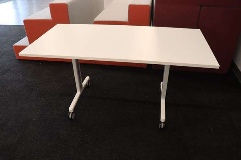 Times 4 - Senator Array 30" x 60" portable white laminate flip top tables