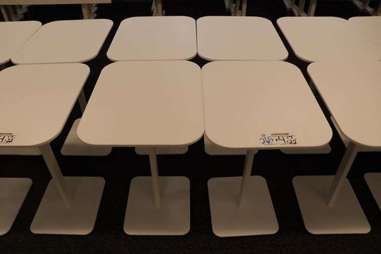 Times 4 - 17" x 22" white laminate top tables