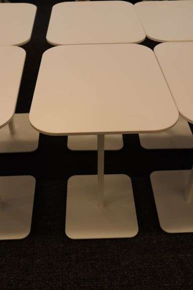 Times 4 - 17" x 22" white laminate top tables