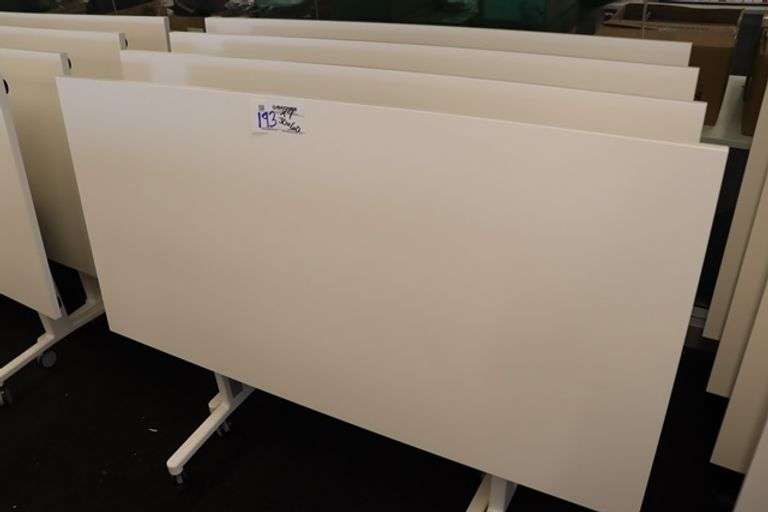 Times 4 - Senator Array 30" x 60" portable white laminate flip top tables