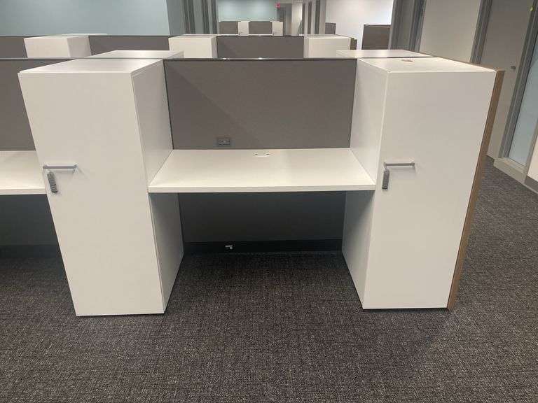 50" x 182" wood laminate 6 person island work station - nice