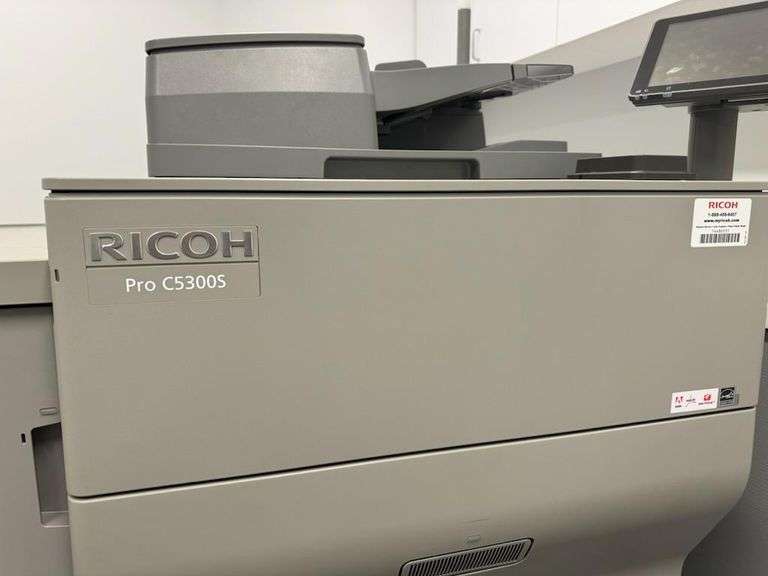 Ricoh Pro C5300S multi purpose copier with finisher - finisher will need to be removed to get it out of building