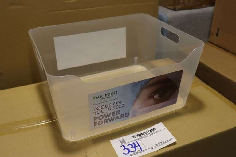 Case of plastic storage bin with handles