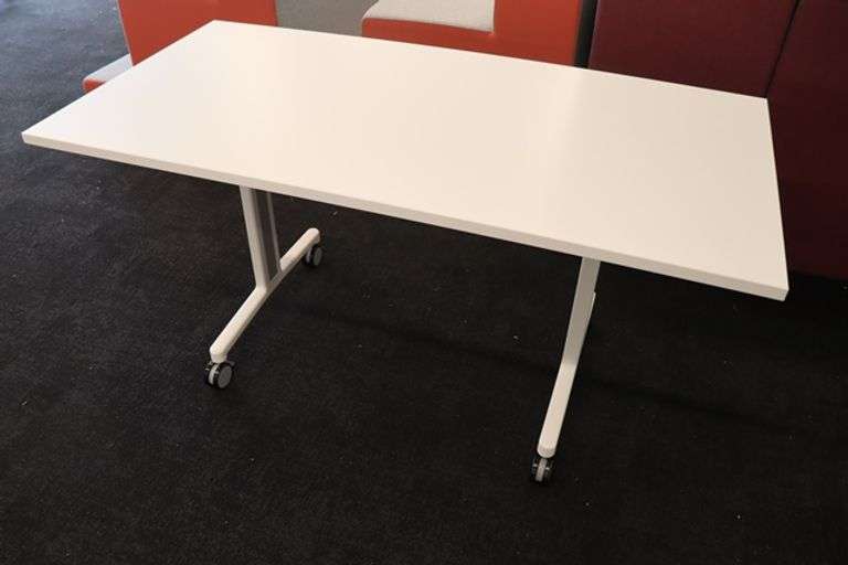 Times 4 - Senator Array 30" x 60" portable white laminate flip top tables