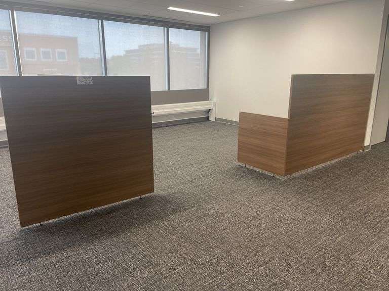 3 piece wood laminate office partitions - 49" x 74" & 2) 32" x 84"