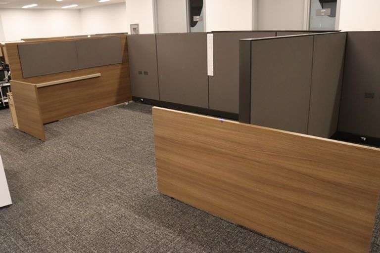 88" x 294" wood laminate 4 person office partition - Gorgeous
