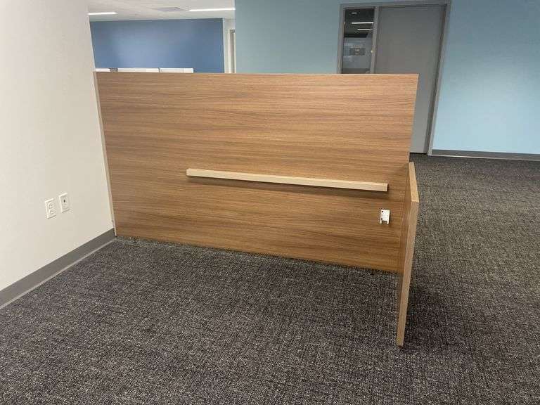 3 piece wood laminate office partitions - 49" x 74" & 2) 32" x 84"