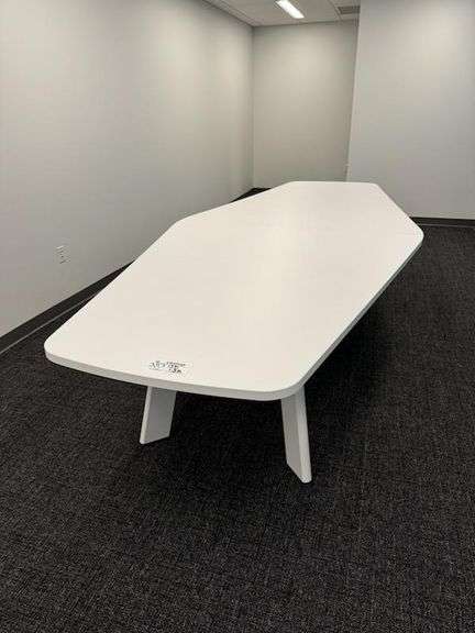 5' x 12' wood white laminate conference table - nice - will need disassembled
