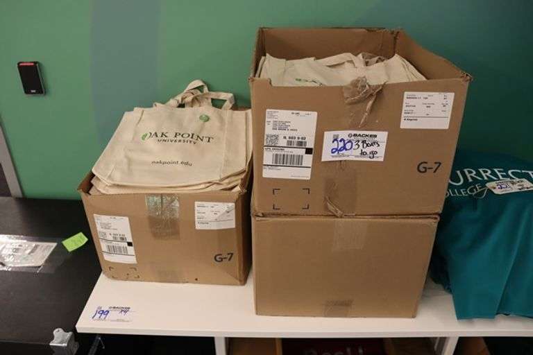 3 boxes to go - Oak Point bags