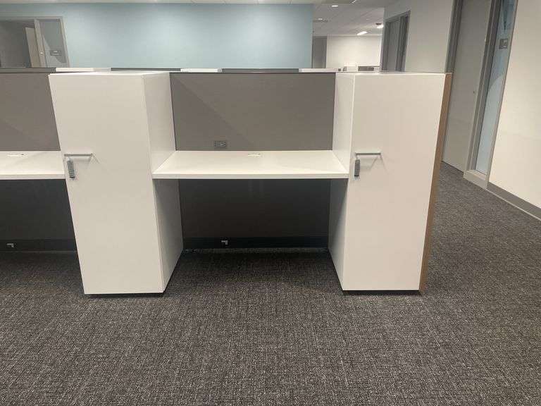 50" x 182" wood laminate 6 person island work station - nice
