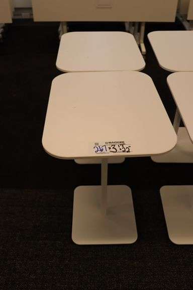 Times 3 - 17" x 22" white laminate top tables