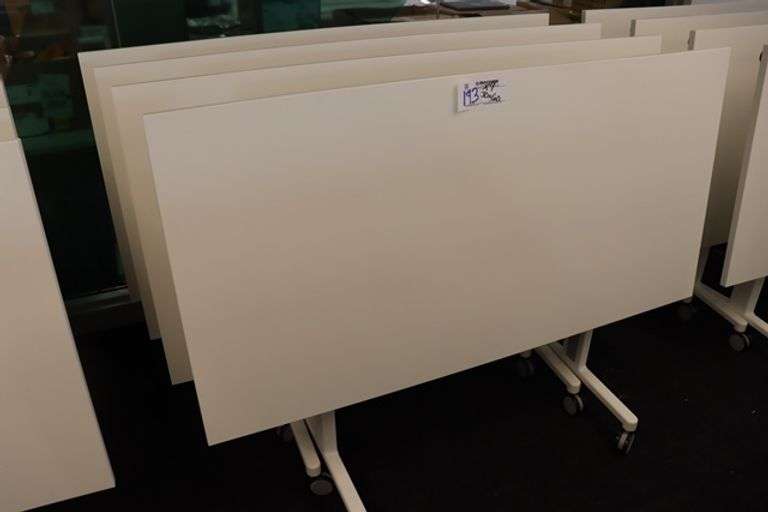 Times 4 - Senator Array 30" x 60" portable white laminate flip top tables