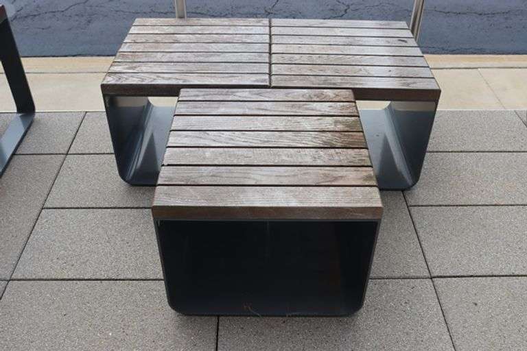 Times 3 - 20" metal framed wood top benches