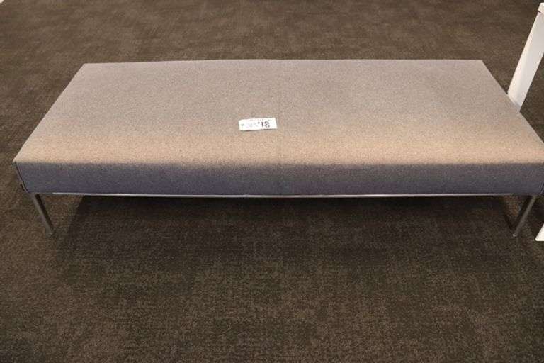 36" x 78" grey tweed seating station - showing some wear