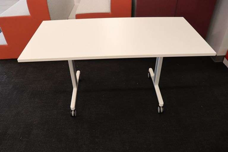 Times 4 - Senator Array 30" x 60" portable white laminate flip top tables