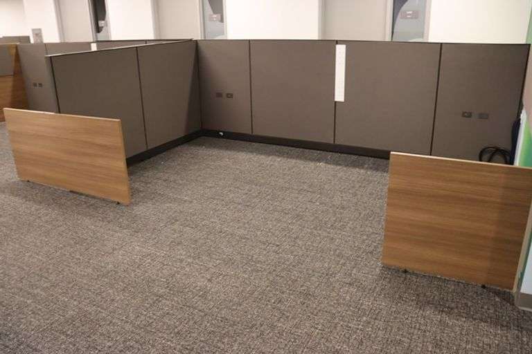 88" x 294" wood laminate 4 person office partition - Gorgeous