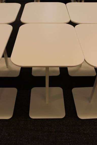 Times 4 - 17" x 22" white laminate top tables