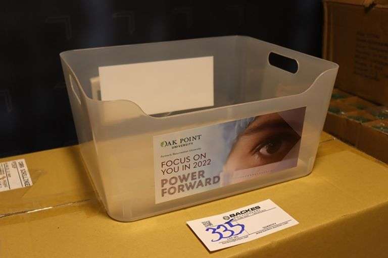 Case of plastic storage bin with handles