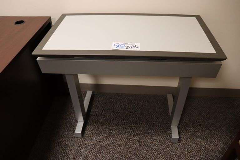20" x 36" Gray laminate metal framed student desk