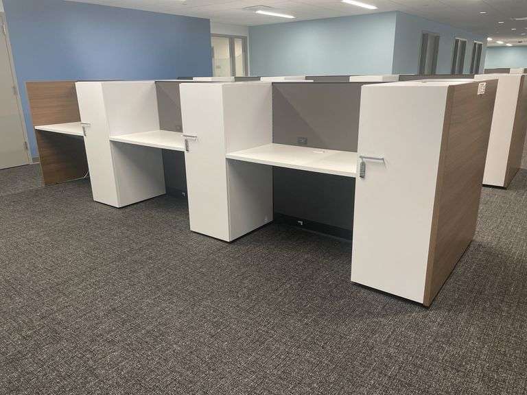 50" x 182" wood laminate 6 person island work station - nice
