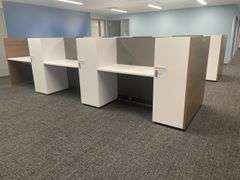 50" x 182" wood laminate 6 person island work station - nice
