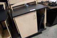 38" Wide Sympodium portable lectern podium - AS IS - broken caster