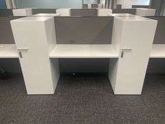50" x 182" wood laminate 6 person island work station - nice