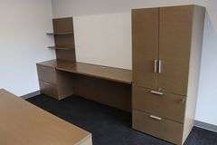 36" x 72" wood laminate office desk with 24" x 132" matching credenza - nice set