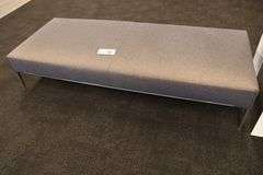 36" x 78" grey tweed seating station - showing some wear