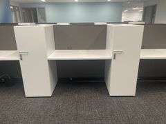 50" x 182" wood laminate 6 person island work station - nice