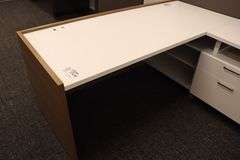 55" x 74" L-shaped wood laminate office desk - nice