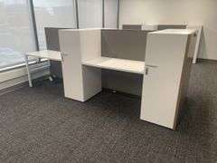 50" x 122" wood laminate 4 person island work station - nice