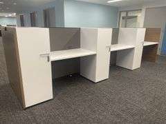 50" x 182" wood laminate 6 person island work station - nice