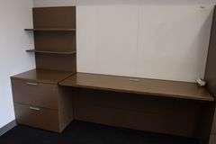 36" x 72" wood laminate office desk with 24" x 132" matching credenza - nice set