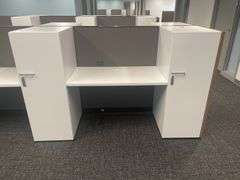 50" x 182" wood laminate 6 person island work station - nice