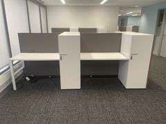 50" x 122" wood laminate 4 person island work station - nice