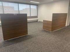 3 piece wood laminate office partitions - 49" x 74" & 2) 32" x 84"