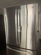 GE GNE27JYMKFFS stainless 2 door top mount refrigerator - nice  - doors will most likely have to be taken off to remove