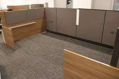 88" x 294" wood laminate 4 person office partition - Gorgeous