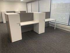 50" x 122" wood laminate 4 person island work station - nice