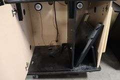 38" Wide Sympodium portable lectern podium - AS IS - broken caster