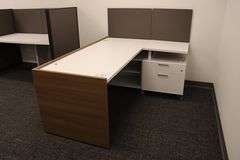 55" x 74" L-shaped wood laminate office desk - nice