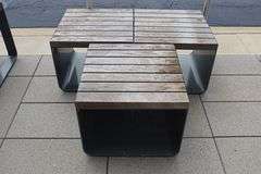 Times 3 - 20" metal framed wood top benches