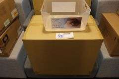Case of plastic storage bin with handles