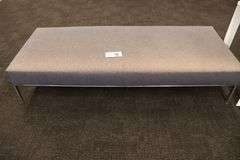 36" x 78" grey tweed seating station - showing some wear